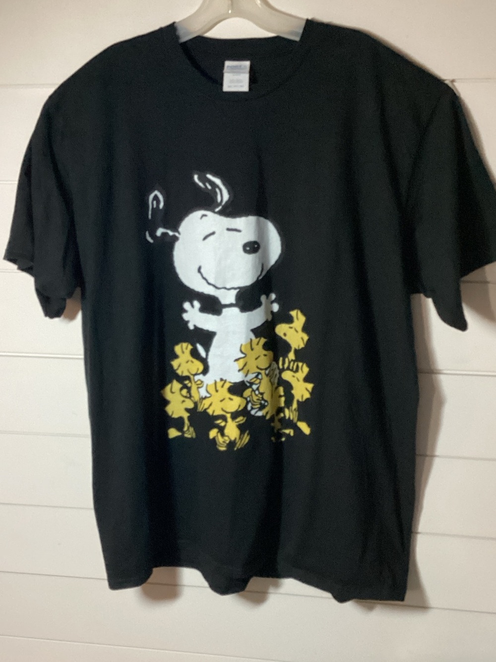 Port and Company Black Snoopy & Yellow Woodstock Short-Sleeve Tee